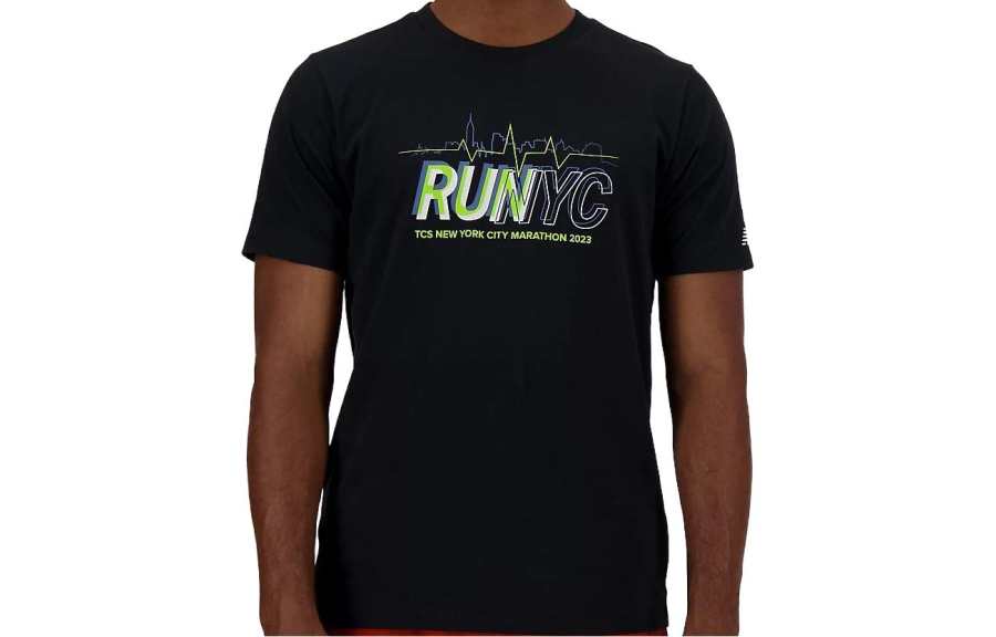 New Balance New Balance NYC Marathon T Shirts Men's Black Crew Neck Moderate Straight Fit