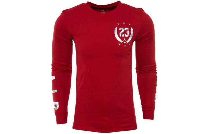 Jordan Jordan T Shirts Men's Red Crew Neck Moderate Straight Fit