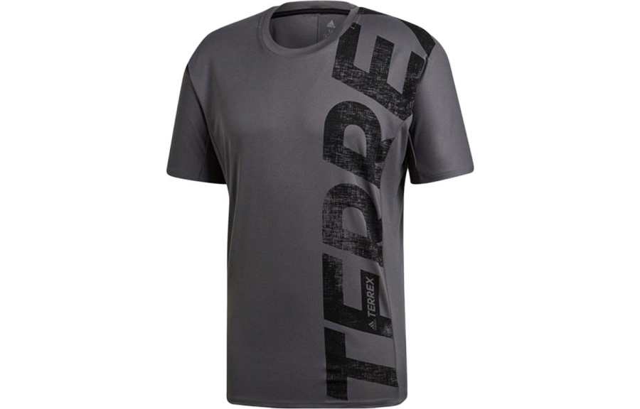 Adidas Adidas T Shirts Men's Gray Crew Neck Moderate Straight Fit