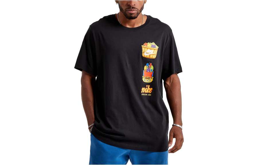 Nike Nike T Shirts Men's Black Crew Neck Moderate Straight Fit