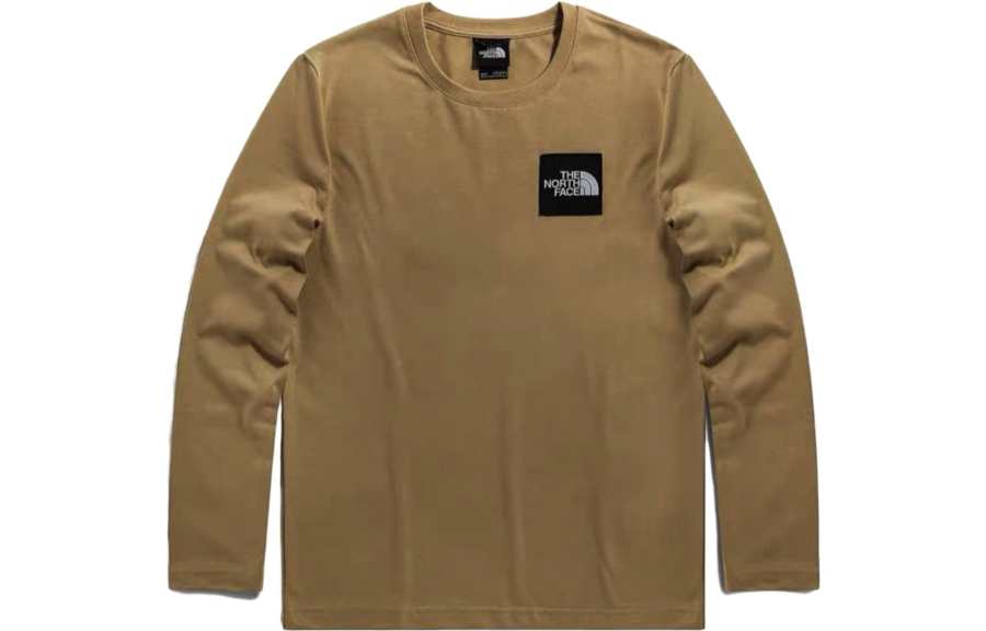 THE NORTH FACE T Shirts Unisex Khaki Crew Neck Moderate Straight Fit