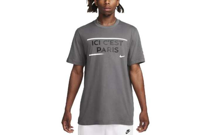 Nike Nike T Shirts Men's Gray Crew Neck Moderate Straight Fit