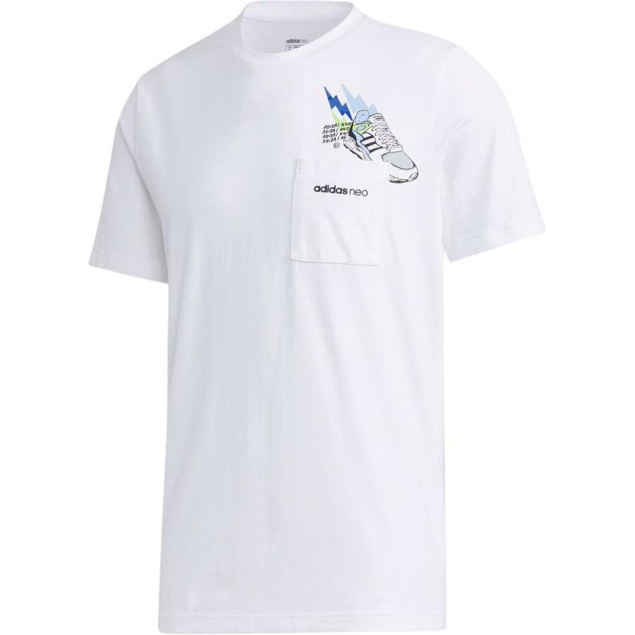 Adidas Neo T Shirts Men's White Crew Neck Moderate Straight Fit