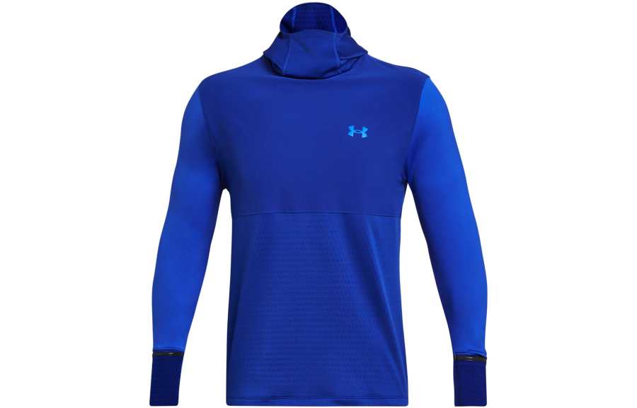 Under Armour Qualifier T Shirts Men's Blue Hooded Moderate Straight Fit