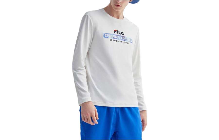FILA T Shirts Men's White Crew Neck Moderate Straight Fit