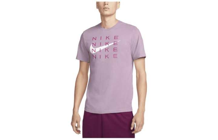 Nike Nike T Shirts Men's Purple Crew Neck Moderate Straight Fit