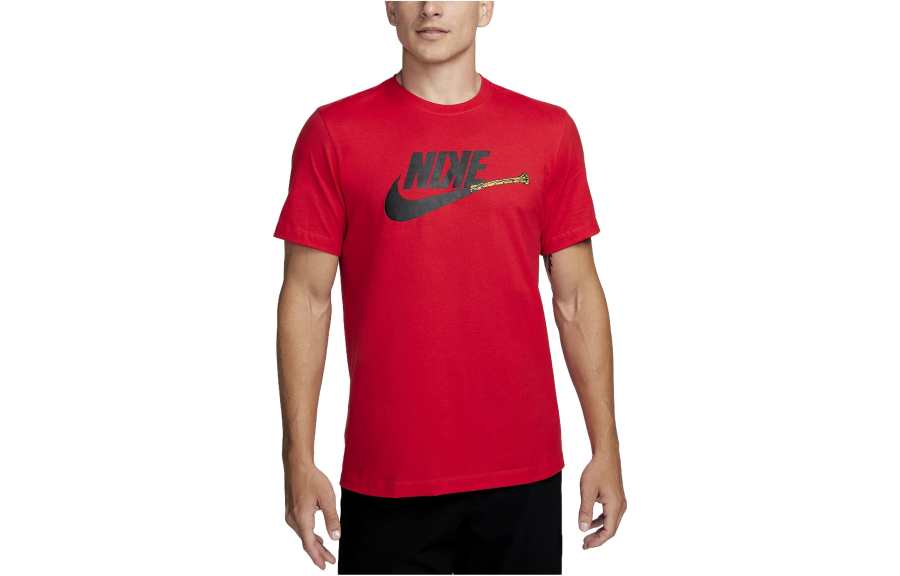 Nike Nike T Shirts Men's Red Crew Neck Moderate Straight Fit