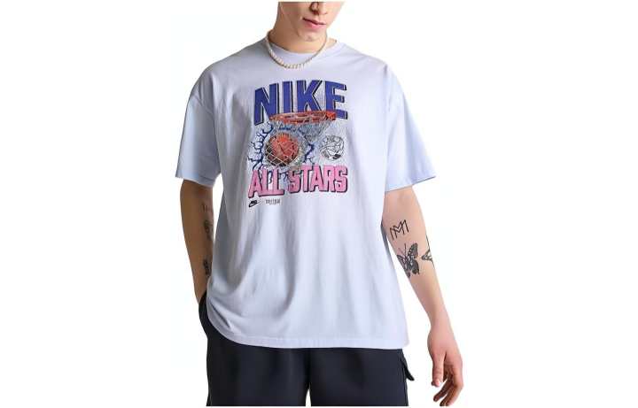 Nike Nike T Shirts Men's White Crew Neck Moderate Straight Fit