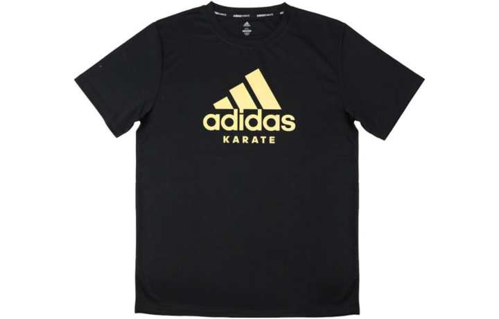Adidas Adidas T Shirts Men's Black Base Gold Logo Crew Neck Moderate