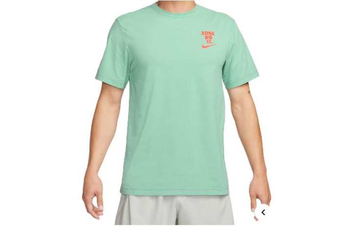 Nike Nike T Shirts Men's Turquoise Crew Neck Moderate Straight Fit