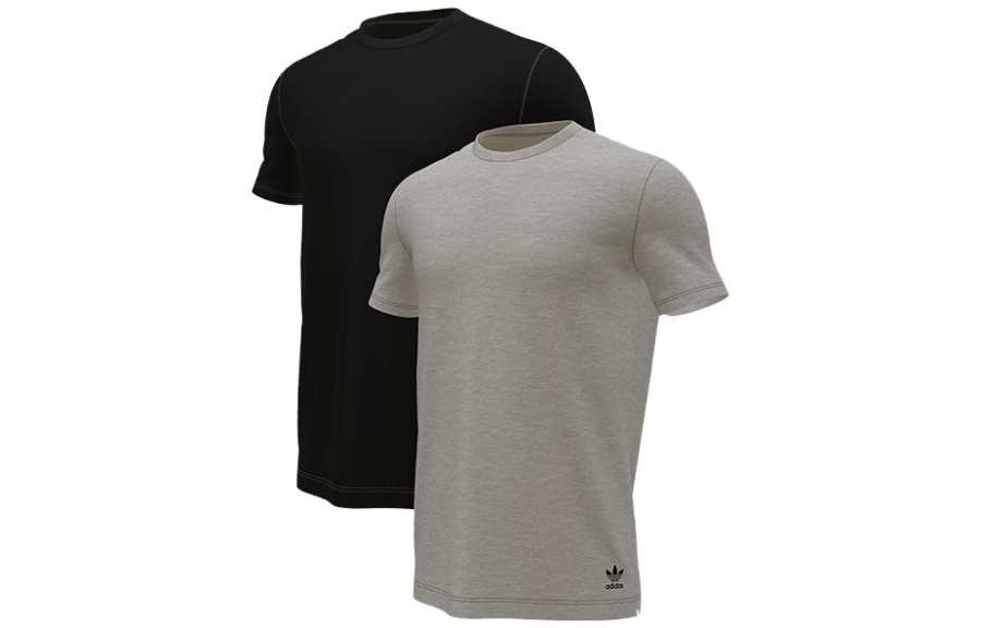 Adidas Adidas T Shirts Men's 2 Pack Black+Gray Crew Neck Moderate Straight Fit