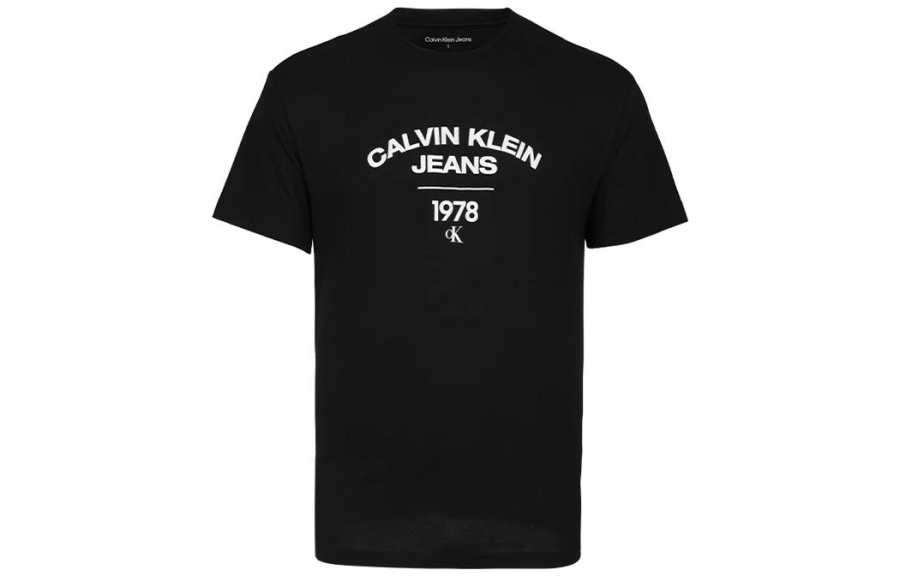 Calvin Klein T Shirts Men's Black Crew Neck Moderate Straight Fit
