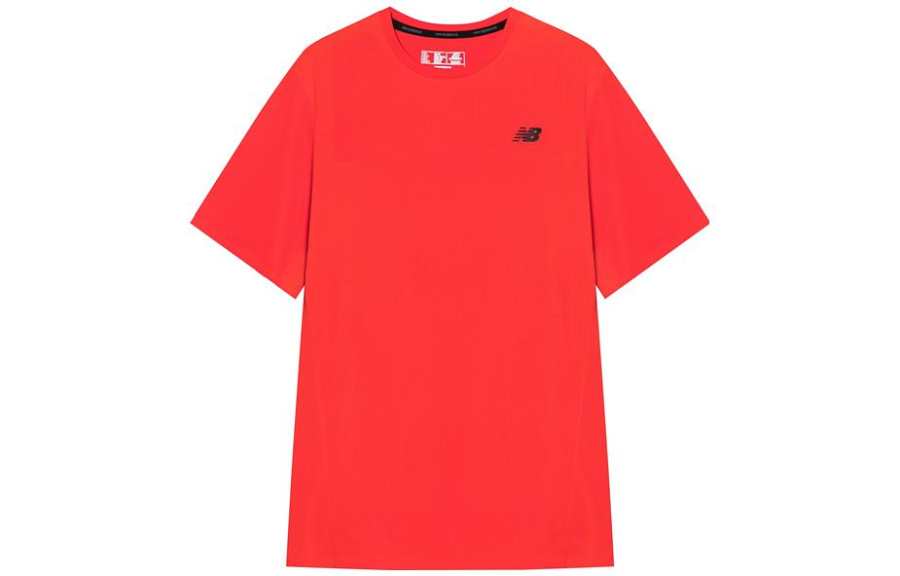New Balance New Balance T Shirts Men's Red Crew Neck Moderate Straight Fit