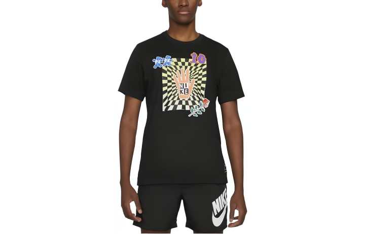 Nike Nike T Shirts Men's Black Crew Neck Moderate Straight Fit