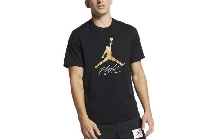 Jordan Jordan Flight T Shirts Men's Black Crew Neck Moderate Straight Fit