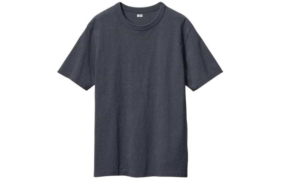 UNIQLO U Collection T Shirts Men's Sea Blue Crew Neck Moderate Straight Fit