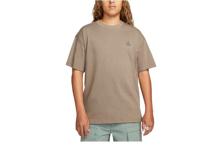 Nike Nike T Shirts Men's Olive Gray Crew Neck Moderate Straight Fit