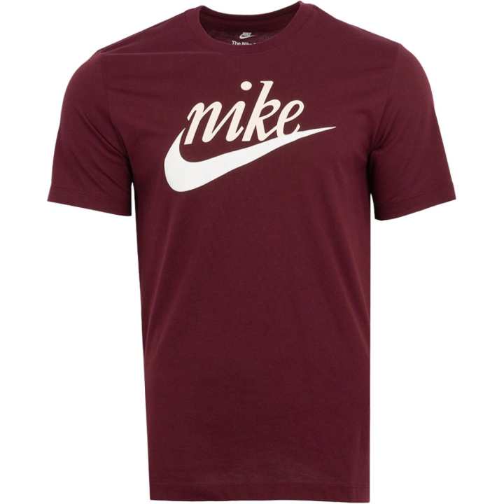 Nike Nike T Shirts Men's Burgundy Crew Neck Moderate Straight Fit