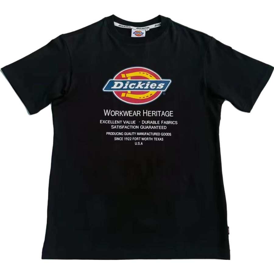 Dickies T Shirts Men's Black Crew Neck Moderate Straight Fit