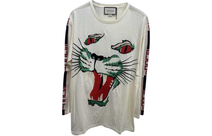 GUCCI T Shirts Unisex Ecru Crew Neck Moderate Straight Fit