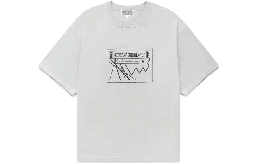 Cav Empt T Shirts Men's Gray Crew Neck Moderate Straight Fit