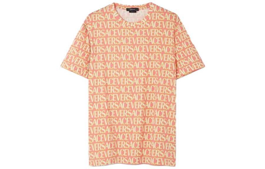 VERSACE Allover Logo Printed Crewneck T Shirt