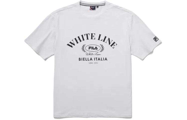 FILA T Shirts Unisex White Crew Neck Moderate Straight Fit