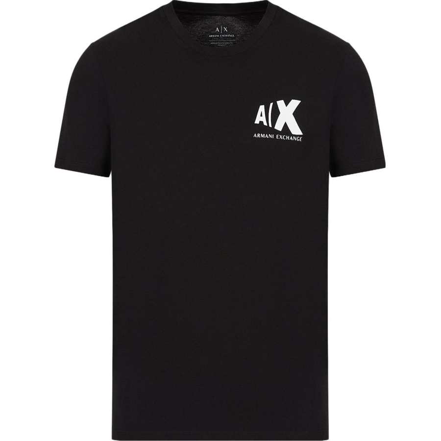 ARMANI EXCHANGE T Shirts Men's Black Crew Neck Moderate Straight Fit