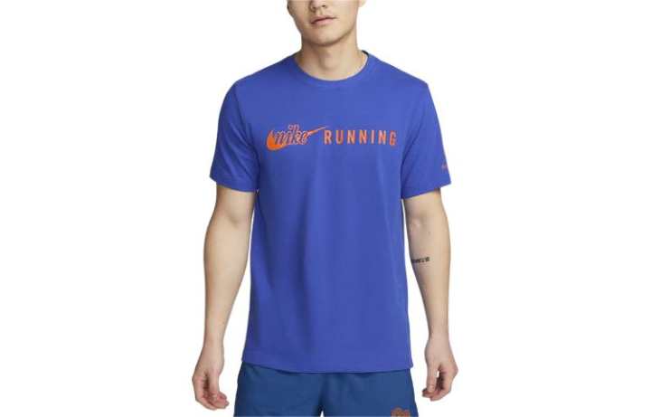 Nike Nike T Shirts Men's Royal Blue Crew Neck Moderate Straight Fit
