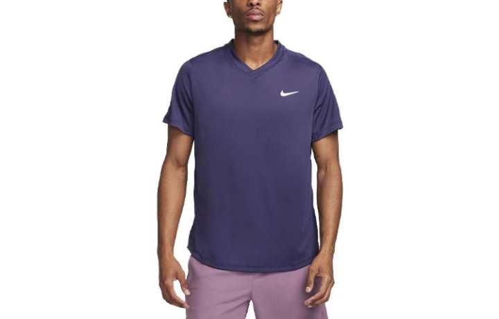 Nike Nike T Shirts Men's Purple V Neck Moderate Straight Fit