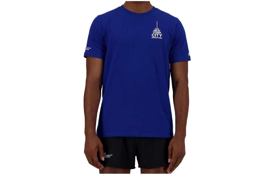 New Balance New Balance Run For Life T Shirts Men's Blue Crew Neck Moderate