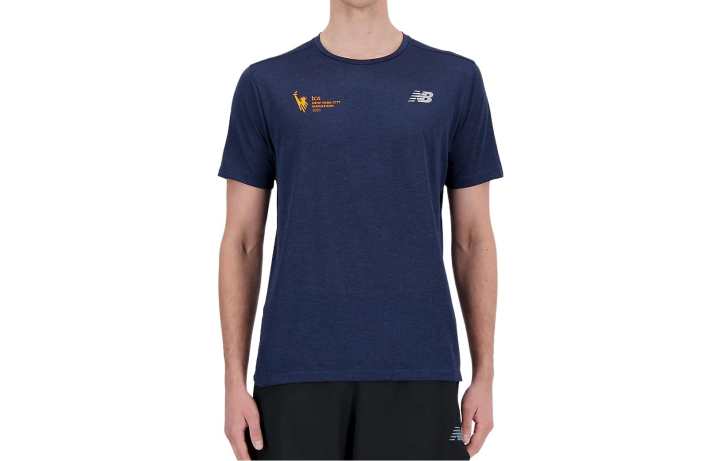 New Balance New Balance T Shirts Men's Blue Crew Neck Moderate Straight Fit
