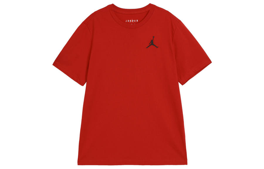 Jordan Jordan Jumpman Air T Shirts Men's Red Crew Neck Moderate Straight Fit