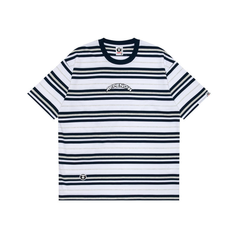 Aape Logo embroidered Striped Cotton T shirt