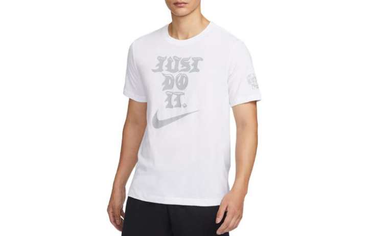 Nike Nike T Shirts Men's White Crew Neck Moderate Straight Fit