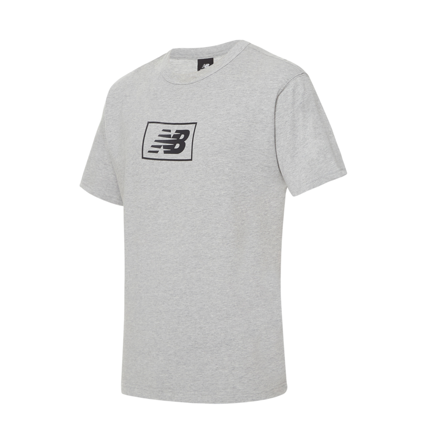 New Balance New Balance T Shirts Men's Gray Crew Neck Moderate Straight Fit