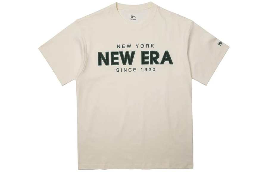 New Era T Shirts Unisex Beige Crew Neck Moderate