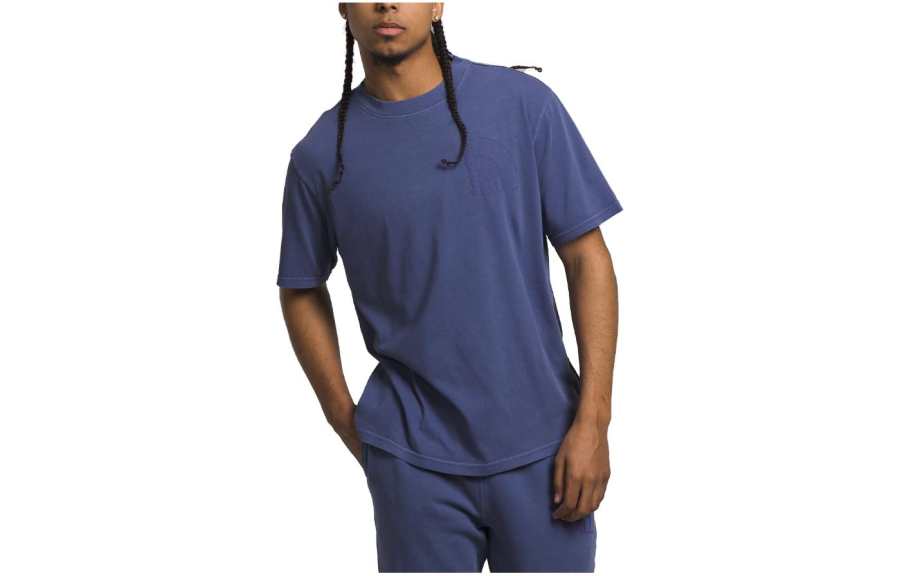 THE NORTH FACE T Shirts Men's Blue Crew Neck Moderate Straight Fit