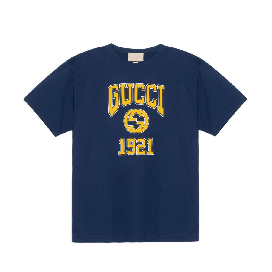 GUCCI Logo Print T-shirt Navy Blue