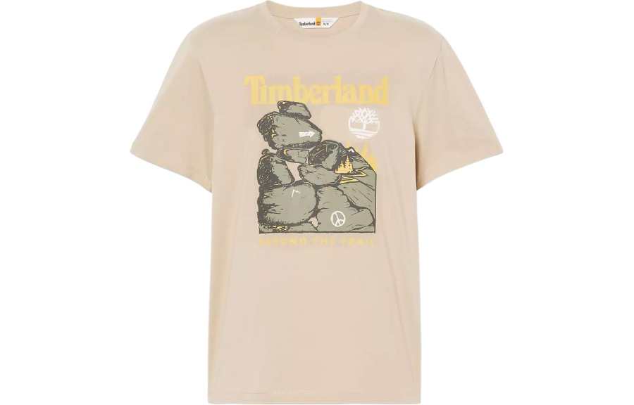 Timberland T Shirts Men's Khaki Crew Neck Moderate Straight Fit