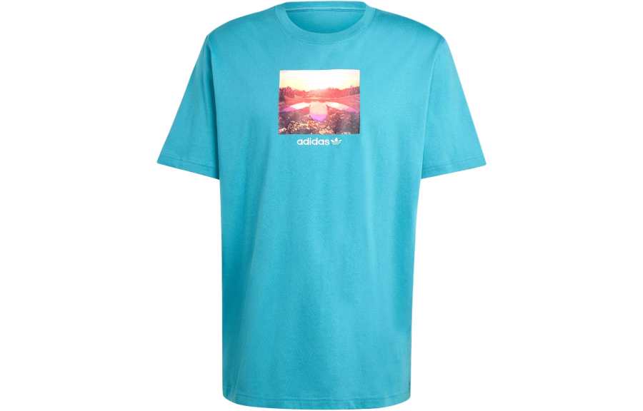Adidas Originals Sunset Graphic Tee T Shirt Men's Arctic Ocean Blue