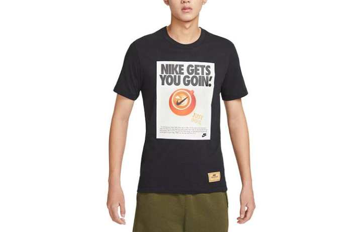 Nike Nike T Shirts Men's Black Crew Neck Moderate Straight Fit