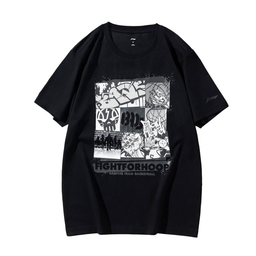 Li-Ning Li Ning T Shirts Unisex Crew Neck Moderate Straight Fit