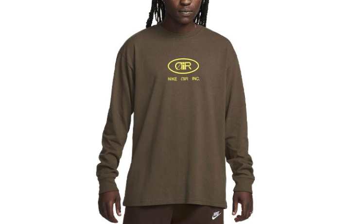 Nike Nike T Shirts Men's Brown Crew Neck Moderate Straight Fit