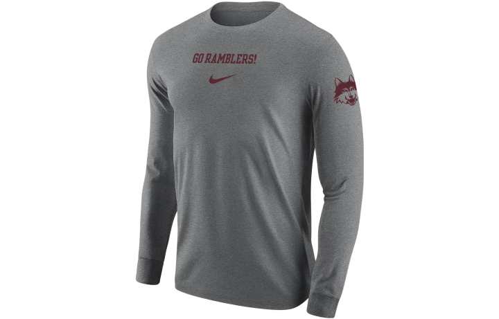 Nike Nike Loyola Chicago T Shirts Men's Gray Crew Neck Moderate Straight Fit