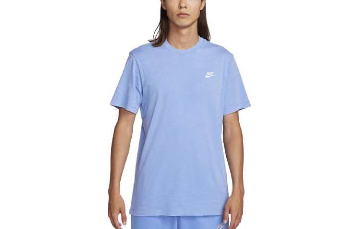 Nike Nike T Shirts Men's Sky Blue Crew Neck Moderate Straight Fit