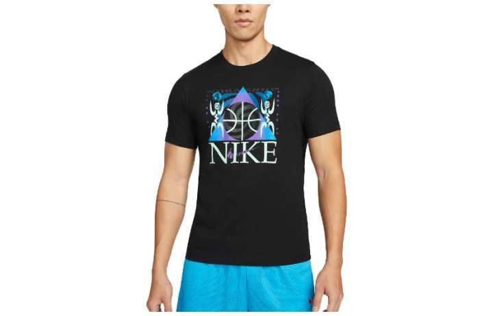 Nike Nike T Shirts Men's Black Crew Neck Moderate Straight Fit