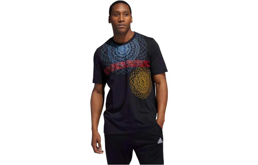 Adidas Adidas T Shirts Men's Black Crew Neck Moderate Straight Fit
