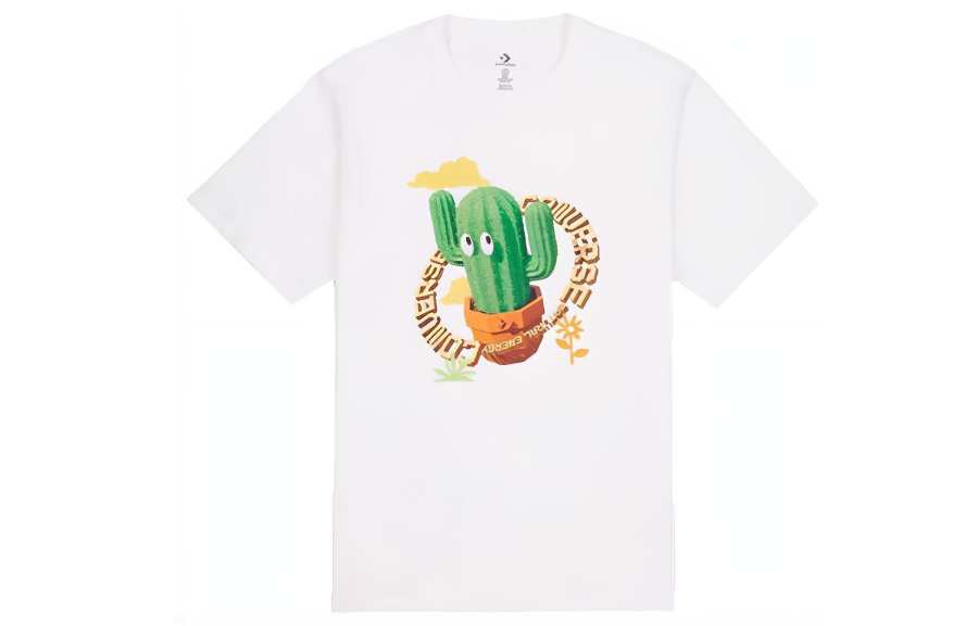 Converse T Shirts Men's White Crew Neck Moderate Straight Fit