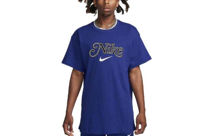 Nike Nike T Shirts Men's Blue Crew Neck Moderate Straight Fit